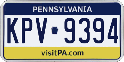 PA license plate KPV9394