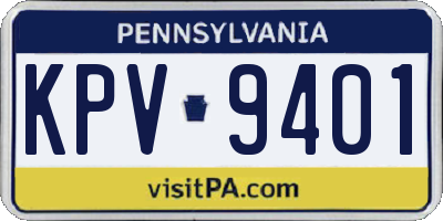 PA license plate KPV9401