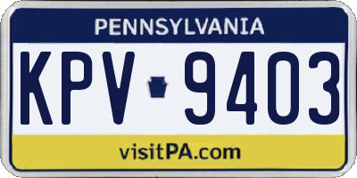 PA license plate KPV9403
