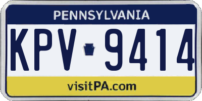 PA license plate KPV9414