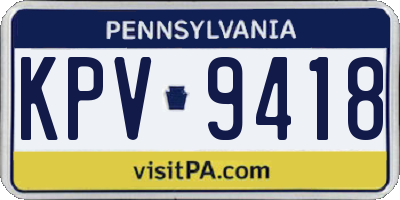 PA license plate KPV9418