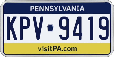 PA license plate KPV9419