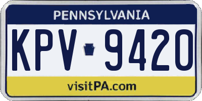PA license plate KPV9420