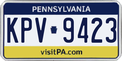 PA license plate KPV9423
