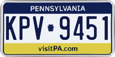 PA license plate KPV9451