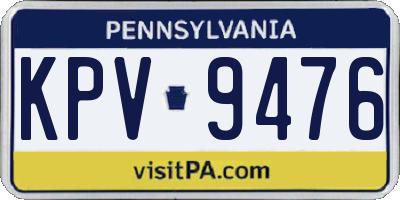 PA license plate KPV9476
