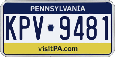 PA license plate KPV9481