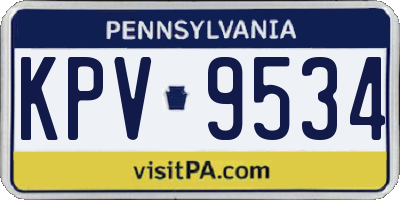 PA license plate KPV9534
