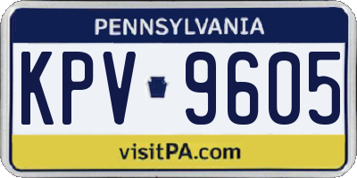 PA license plate KPV9605