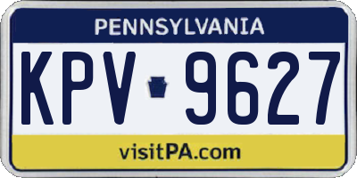 PA license plate KPV9627