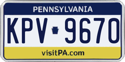 PA license plate KPV9670