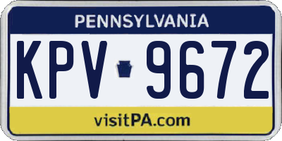 PA license plate KPV9672