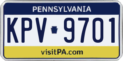 PA license plate KPV9701