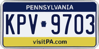 PA license plate KPV9703