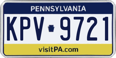 PA license plate KPV9721