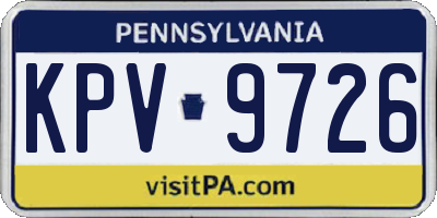 PA license plate KPV9726