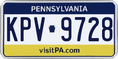 PA license plate KPV9728