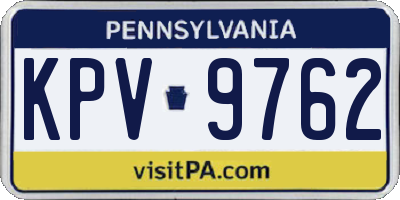PA license plate KPV9762