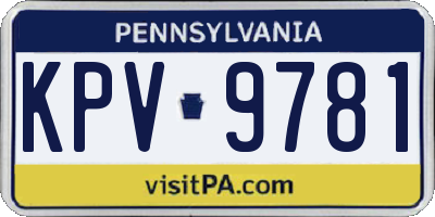 PA license plate KPV9781