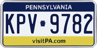 PA license plate KPV9782
