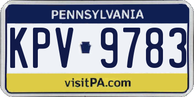 PA license plate KPV9783