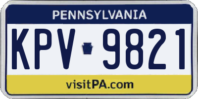 PA license plate KPV9821