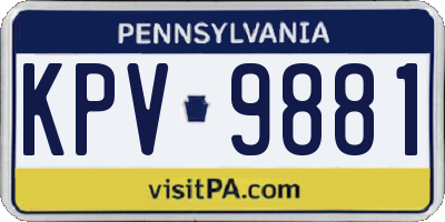 PA license plate KPV9881
