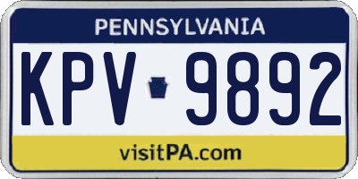 PA license plate KPV9892