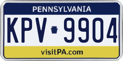 PA license plate KPV9904