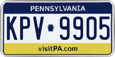 PA license plate KPV9905