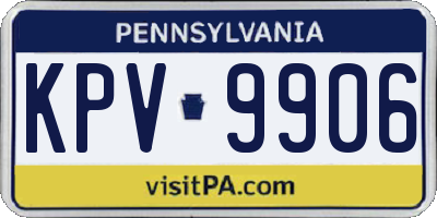 PA license plate KPV9906