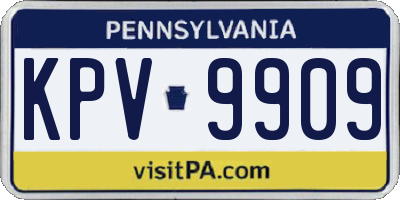 PA license plate KPV9909