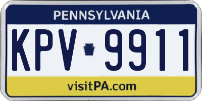 PA license plate KPV9911