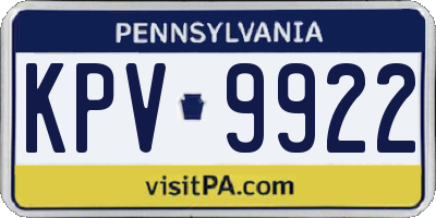 PA license plate KPV9922