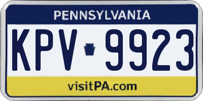 PA license plate KPV9923