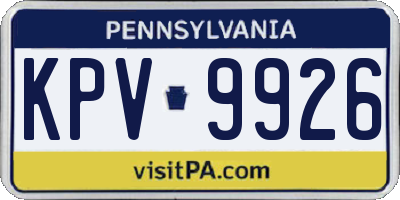 PA license plate KPV9926