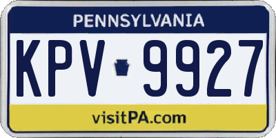 PA license plate KPV9927