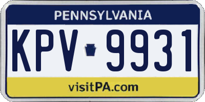 PA license plate KPV9931