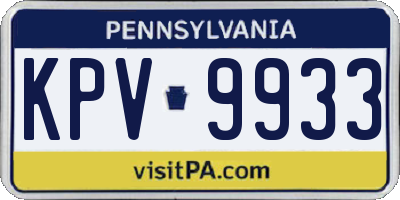 PA license plate KPV9933