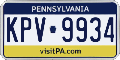 PA license plate KPV9934