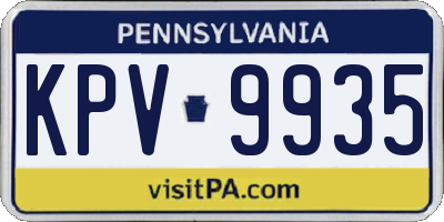 PA license plate KPV9935