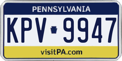 PA license plate KPV9947