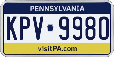 PA license plate KPV9980