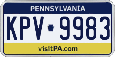 PA license plate KPV9983