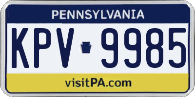 PA license plate KPV9985