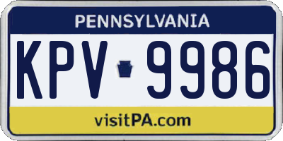 PA license plate KPV9986