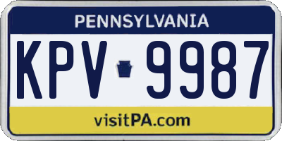 PA license plate KPV9987