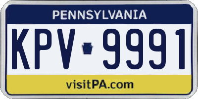 PA license plate KPV9991