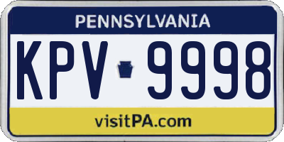 PA license plate KPV9998
