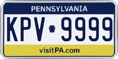 PA license plate KPV9999